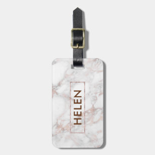 Fancy Rose-gold Faux Marble Luggage Tag