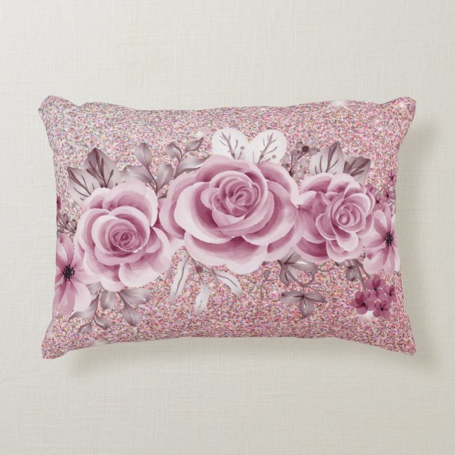 Fancy Rose Gold Glitter  Accent Pillow (Front)