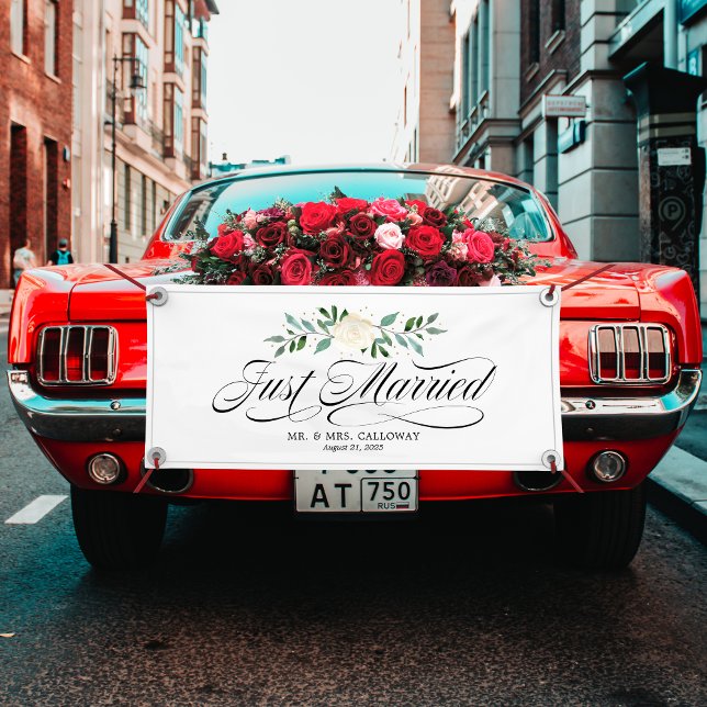 Fancy Rose Just Married Car Banner (Creator Uploaded)
