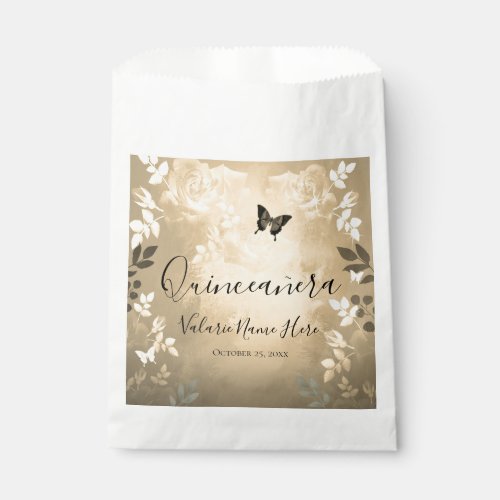 Fancy Roses Quinceanera Gold Favor Bag