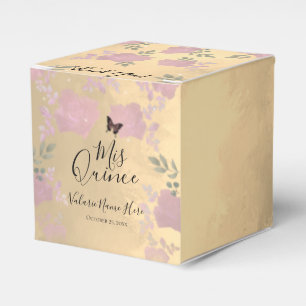 Fancy Roses Quinceanera Gold Favor Box