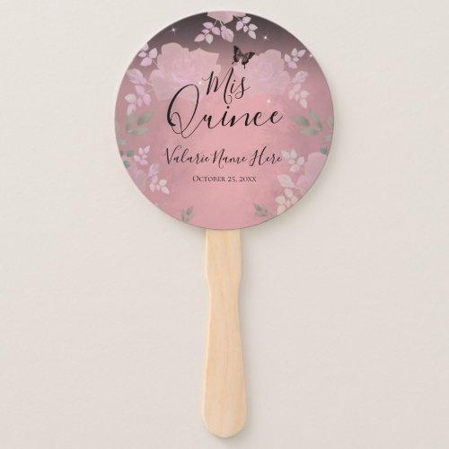 Fancy Roses Quinceanera Pink Hand Fan