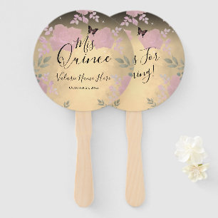 Fancy Roses Quinceanera Pink Hand Fan