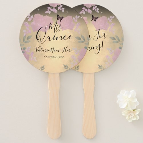 Fancy Roses Quinceanera Pink  Hand Fan