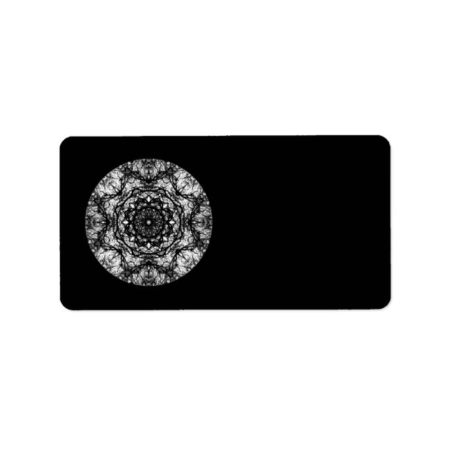 Fancy Round Design on Black. Label (Front)