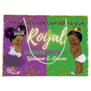 Fancy Royal African Gender Reveal Purple & Green Large Gift Bag
