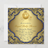 Fancy Royal Blue Gold Glitter Prince Baby Shower Invitation (Back)