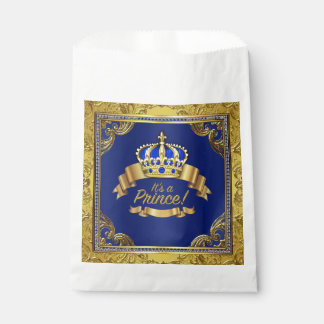 Fancy Royal Blue Gold Prince Baby Shower Favor Bag