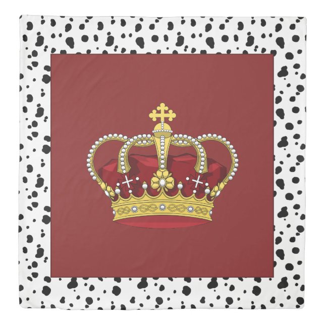 Fancy Royal Crown & Dalmatian Spots Duvet Cover (Front)