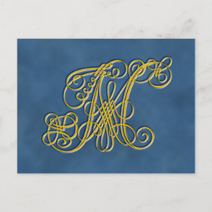 Fancy Royal Monogram Letter M Postcard