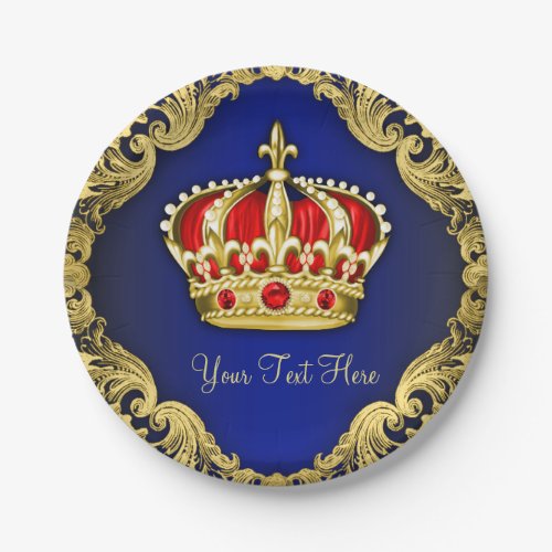 Fancy Royal Prince Baby Shower Paper Plates