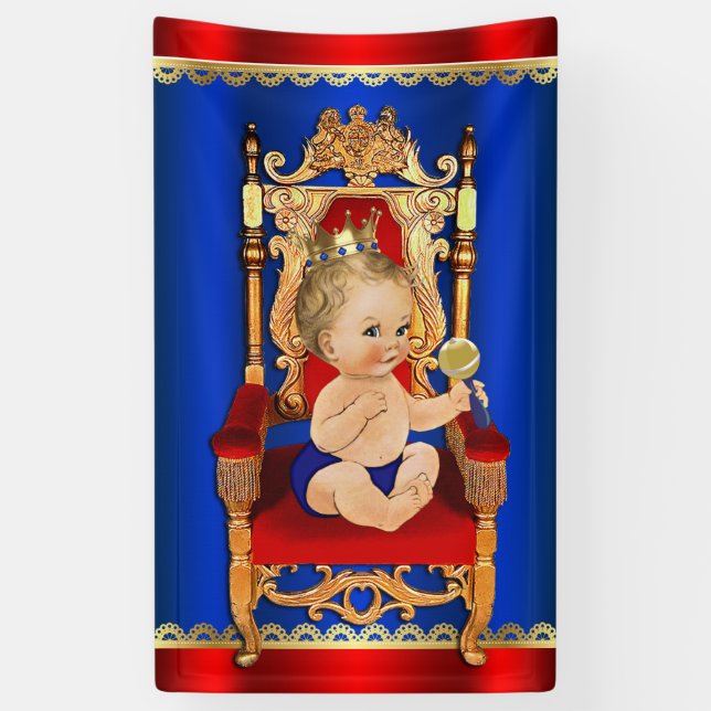 Fancy Royal Prince Boy Baby Shower Banner (Vertical)