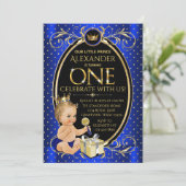 Fancy Royal Prince First Birthday Party Invitation (Standing Front)