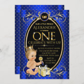 Fancy Royal Prince First Birthday Party Invitation (Front/Back)