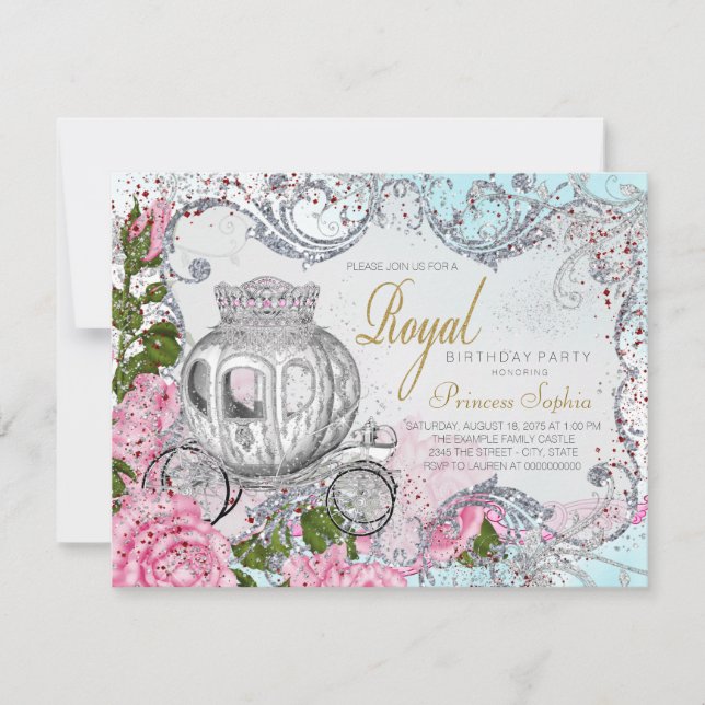 Fancy Royal Princess Birthday Party Invitation (Front)
