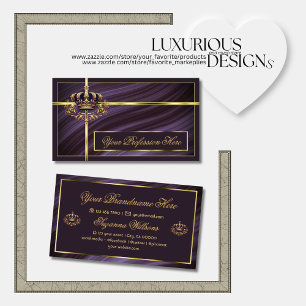 Fancy Royal Purple Gold Crown Sumptuous and Noble Business Card