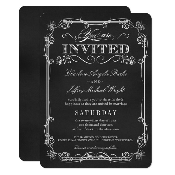 161854870507740897 Fancy Rustic Chalkboard Wedding Invitations