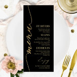 Fancy Script 4x9 Wedding Menu Card For Plate<br><div class="desc">A simple chic calligraphy wedding menu card. I do offer a free customisation service,  if you have any questions or special requests,  please feel free to contact me.</div>