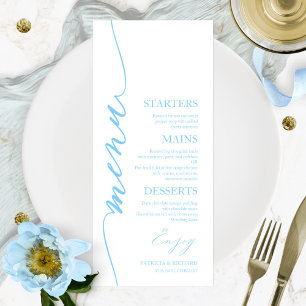Fancy Script 4x9 Wedding Menu Card For Plate