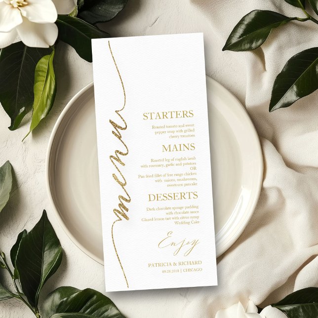 Fancy Script 4x9 Wedding Menu Card For Plate (Creator Uploaded)