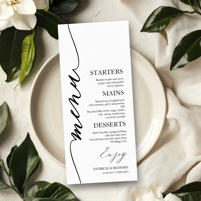 Fancy Script 4x9 Wedding Menu Card For Plate (Creator Uploaded)
