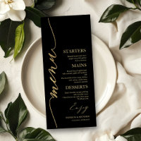 Fancy Script 4x9 Wedding Menu Card For Plate