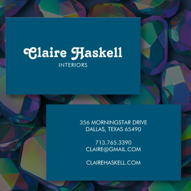 Fancy Script Blue Teal White Chic Minimal Business Card (Creator Uploaded)