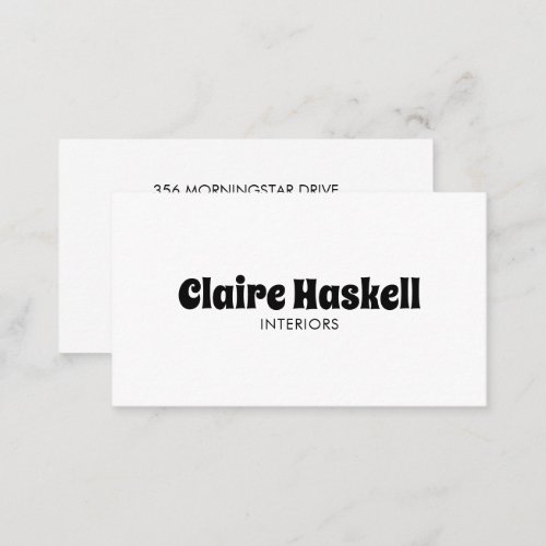 Fancy Script Bold Black and White Chic Minimal Business Card