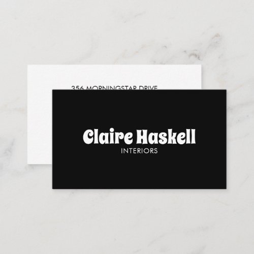 Fancy Script Bold Black and White Chic Minimal Business Card