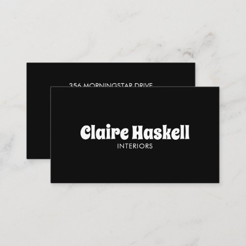 Fancy Script Bold Black and White Chic Minimal Business Card