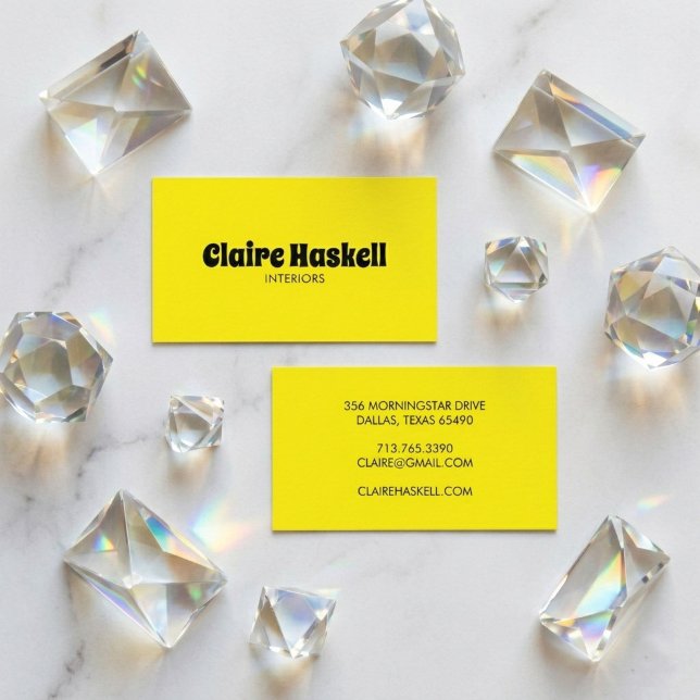 Fancy Script Bold Bright Yellow Chic Minimal Business Card (Fancy Script Bold Bright Yellow Chic Minimal Business Card
)
