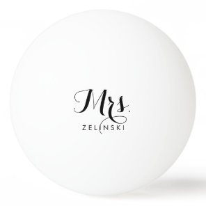 Fancy Script Calligraphy Minimalist Ping Pong Ball