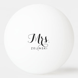 Fancy Script Calligraphy Minimalist Ping Pong Ball