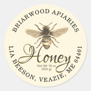 Fancy Script Editable Ivory Honey Label with Bee