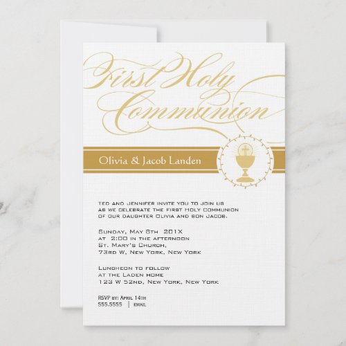 Fancy Script First Communion Invitations  |  Twins