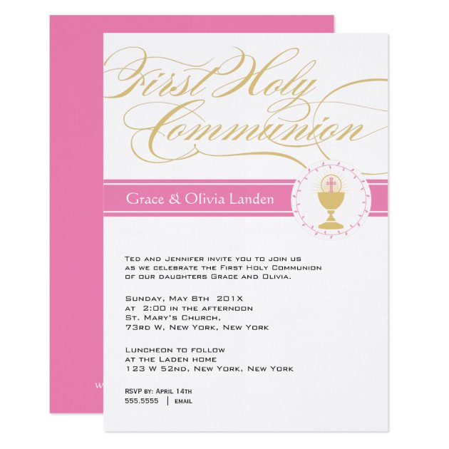 Fancy Script First Communion Invitations  |  Twins