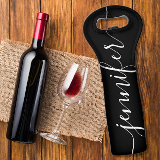 Fancy Script Font Personalized Wine Bag