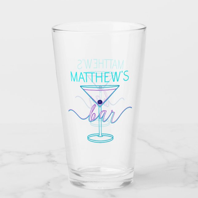 Fancy Script Fun Colors Fun Bar  Glass (Front)