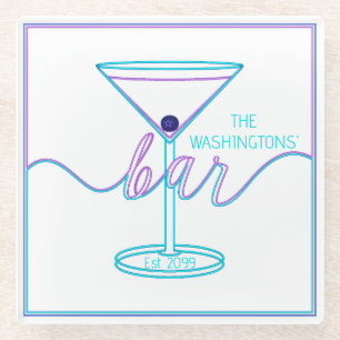 Fancy Script Fun Colors Fun Bar Glass Coaster