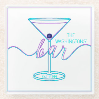 Fancy Script Fun Colors Fun Bar Glass Coaster