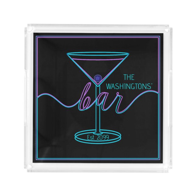 Fancy Script Fun Colors Fun Bar Serving Tray (Front)