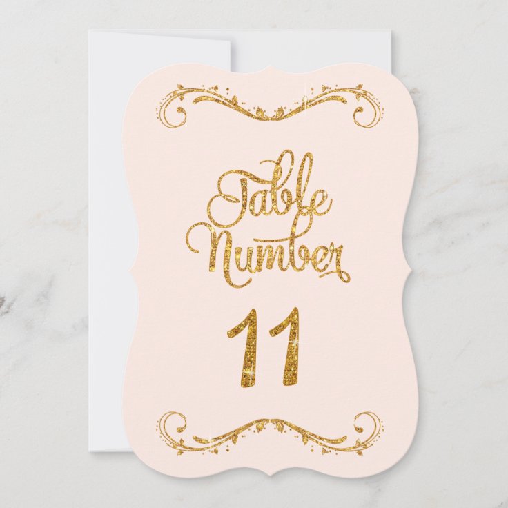 Fancy Script Glitter Table Number 11 Weddings | Zazzle
