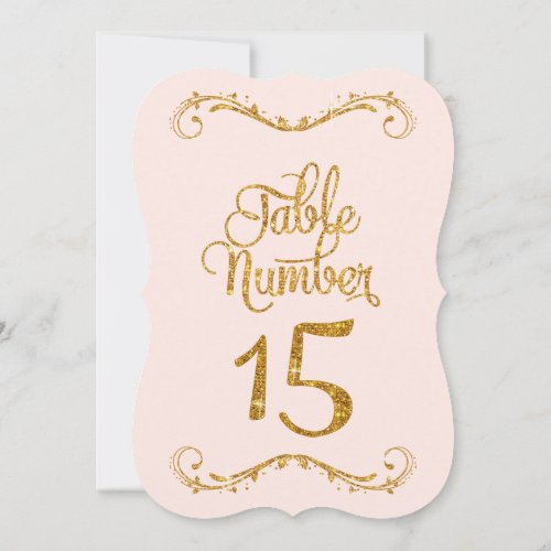 Fancy Script Glitter Table Number 15 Weddings