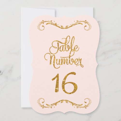 Fancy Script Glitter Table Number 16 Weddings