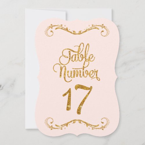 Fancy Script Glitter Table Number 17 Weddings