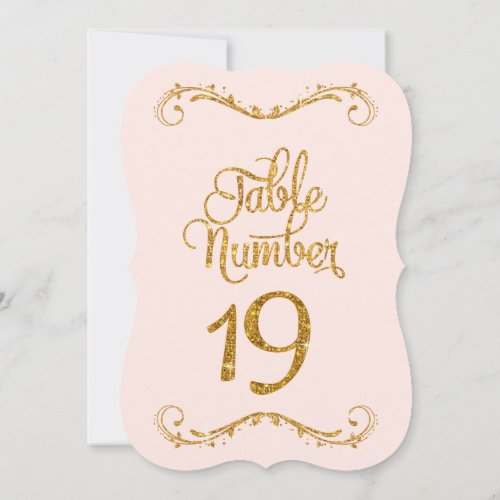 Fancy Script Glitter Table Number 19 Weddings