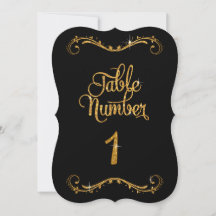 Fancy Script Glitter Table Number 1 Receptions