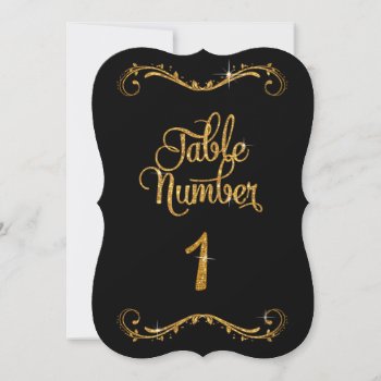 Fancy Script Glitter Table Number 1 Receptions by PatternsModerne at Zazzle