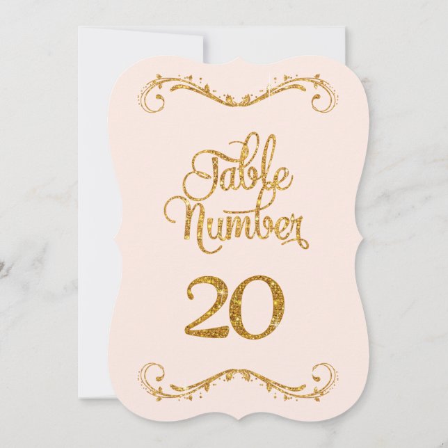 Fancy Script Glitter Table Number 20 Weddings (Back)