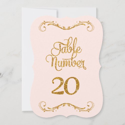 Fancy Script Glitter Table Number 20 Weddings